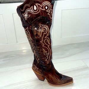 Western over the knee leather boots